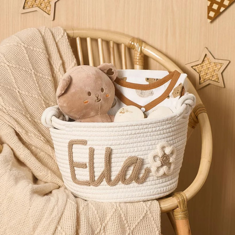 Personalized Knitted Basket with a personalized name