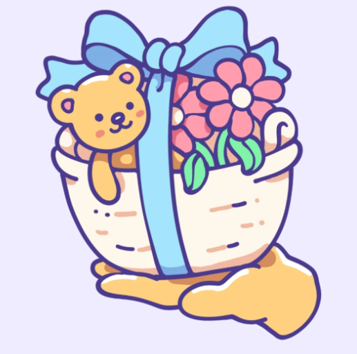 Illustration of a gift basket with a bow