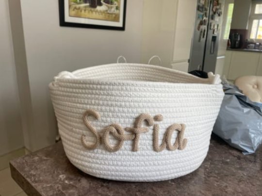 Customer photo: a basket with the name Sofia
