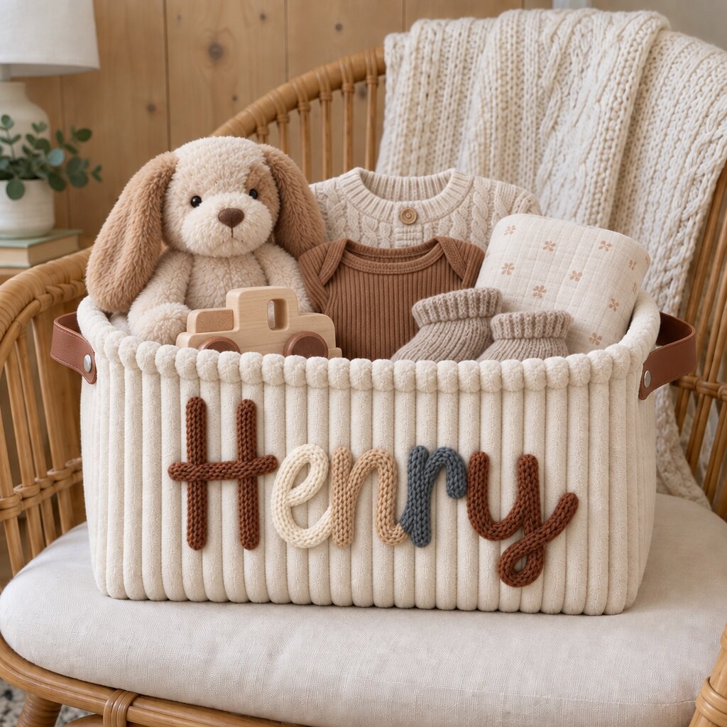 Baby Knits™ Personalisierter Strickkorb